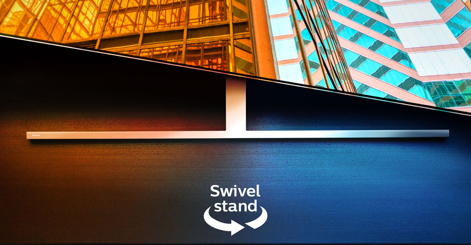 P&ouml;&ouml;rdalusel olev Philipsi Ambilight-teler, millel on kujutatud kahte v&auml;rvilist arhitektuurilist stseeni, millel on p&ouml;&ouml;rlemisfunktsiooni t&auml;histav nool ja tekst