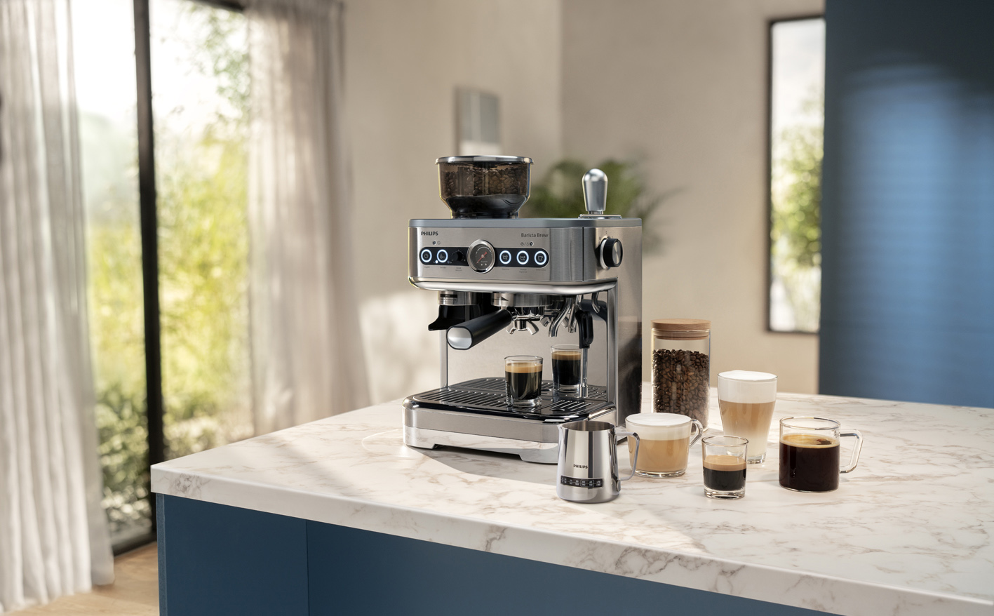 Philips Barista Brew koos erinevate kohvijookidega