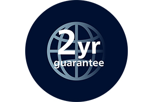 2-aastase garantii logo Philipsi lemmikloomatoodetele sinisel ringil